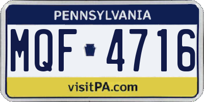 PA license plate MQF4716