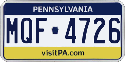PA license plate MQF4726