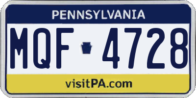 PA license plate MQF4728