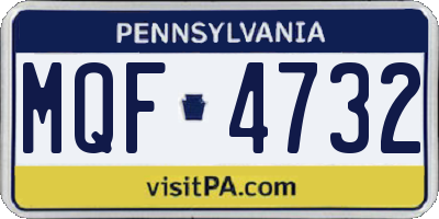 PA license plate MQF4732