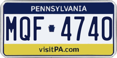 PA license plate MQF4740