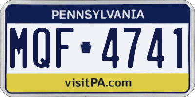 PA license plate MQF4741