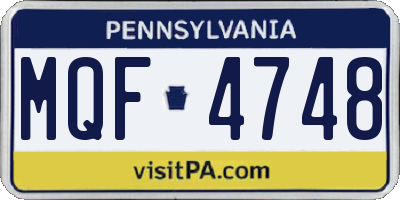 PA license plate MQF4748