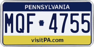 PA license plate MQF4755