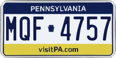 PA license plate MQF4757