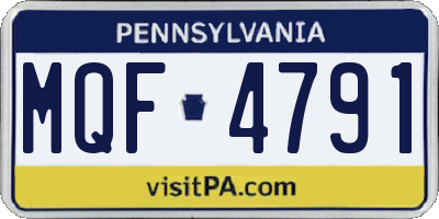 PA license plate MQF4791