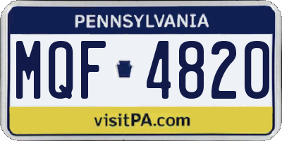 PA license plate MQF4820