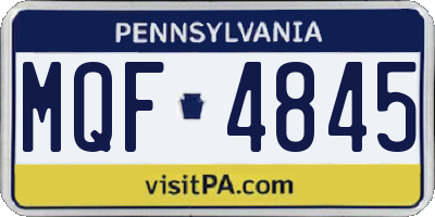 PA license plate MQF4845