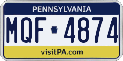 PA license plate MQF4874