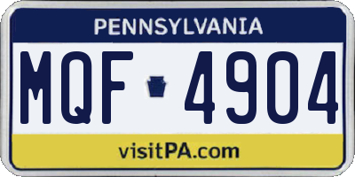 PA license plate MQF4904
