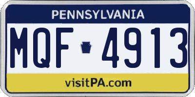 PA license plate MQF4913