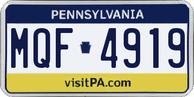 PA license plate MQF4919