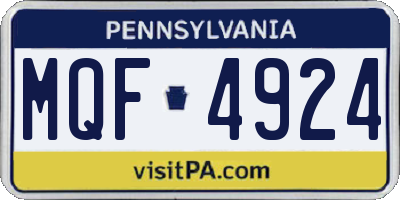 PA license plate MQF4924