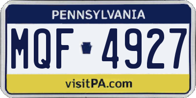 PA license plate MQF4927