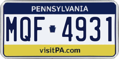PA license plate MQF4931