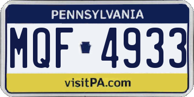 PA license plate MQF4933