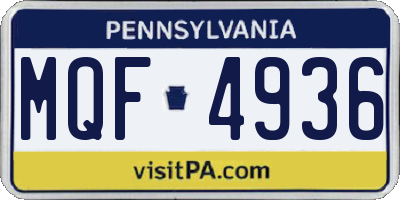 PA license plate MQF4936
