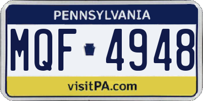 PA license plate MQF4948