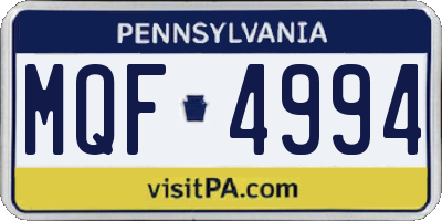 PA license plate MQF4994