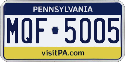 PA license plate MQF5005
