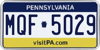 PA license plate MQF5029