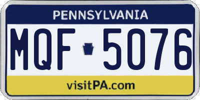 PA license plate MQF5076
