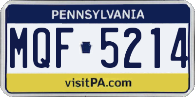 PA license plate MQF5214
