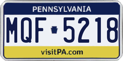 PA license plate MQF5218