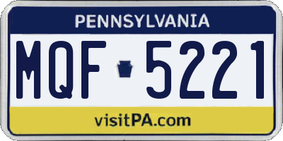PA license plate MQF5221