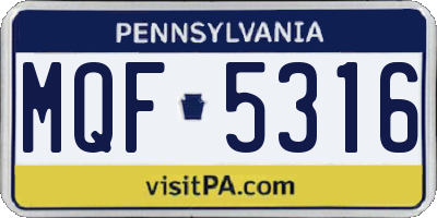PA license plate MQF5316