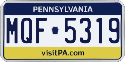 PA license plate MQF5319