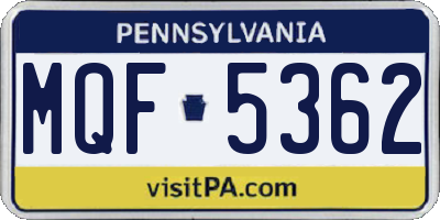 PA license plate MQF5362