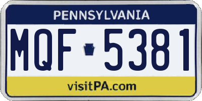 PA license plate MQF5381