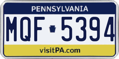 PA license plate MQF5394