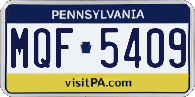 PA license plate MQF5409