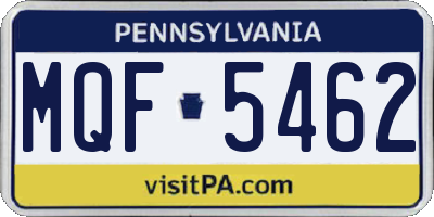 PA license plate MQF5462