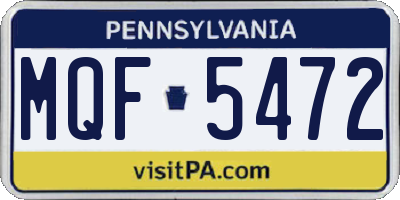 PA license plate MQF5472