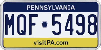 PA license plate MQF5498