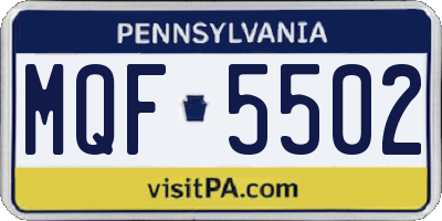 PA license plate MQF5502