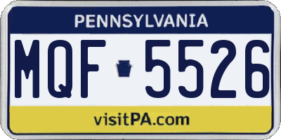 PA license plate MQF5526