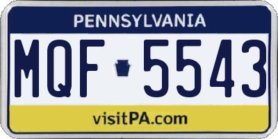 PA license plate MQF5543