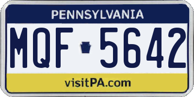PA license plate MQF5642