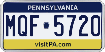 PA license plate MQF5720