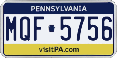 PA license plate MQF5756