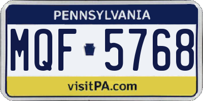 PA license plate MQF5768