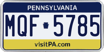 PA license plate MQF5785
