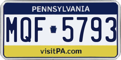 PA license plate MQF5793