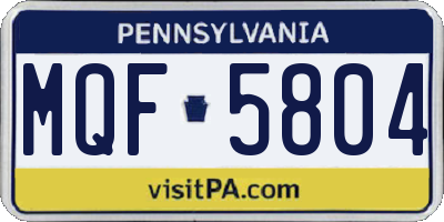 PA license plate MQF5804