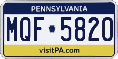 PA license plate MQF5820