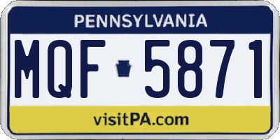 PA license plate MQF5871